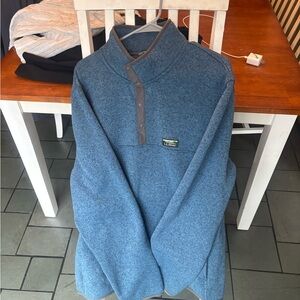L.L. Bean Blue Pullover with Button Collar